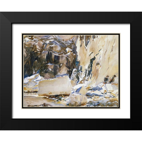 Carrara, in a Quarry, 1911 Black Modern Wood Framed Art Print with Double Matting by Sargent, John Singer