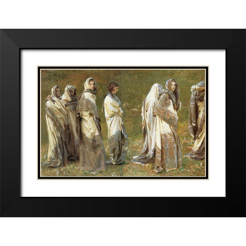 Cashmere 1908 Black Modern Wood Framed Art Print with Double Matting by Sargent, John Singer