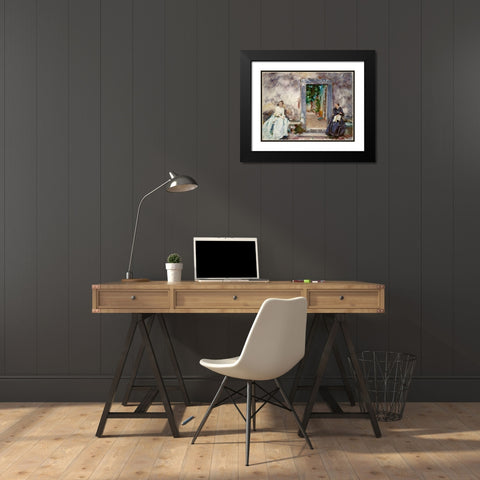 Doorway - the Garden Wall Black Modern Wood Framed Art Print with Double Matting by Sargent, John Singer