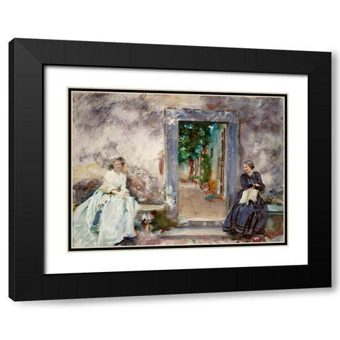 Doorway - the Garden Wall Black Modern Wood Framed Art Print with Double Matting by Sargent, John Singer