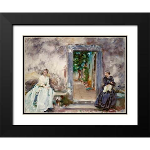 Doorway - the Garden Wall Black Modern Wood Framed Art Print with Double Matting by Sargent, John Singer