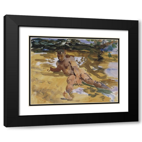 Figure on a Beach, Florida, 1917 Black Modern Wood Framed Art Print with Double Matting by Sargent, John Singer