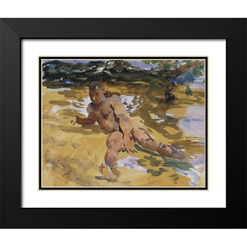 Figure on a Beach, Florida, 1917 Black Modern Wood Framed Art Print with Double Matting by Sargent, John Singer