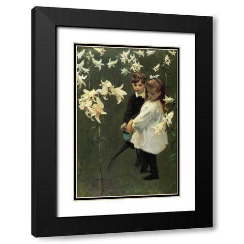 Garden Study of the Vickars Children 1884 Black Modern Wood Framed Art Print with Double Matting by Sargent, John Singer
