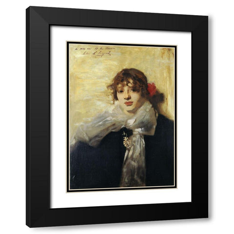 Head of a Young Woman 1880-82 Black Modern Wood Framed Art Print with Double Matting by Sargent, John Singer