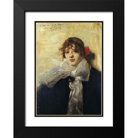 Head of a Young Woman 1880-82 Black Modern Wood Framed Art Print with Double Matting by Sargent, John Singer