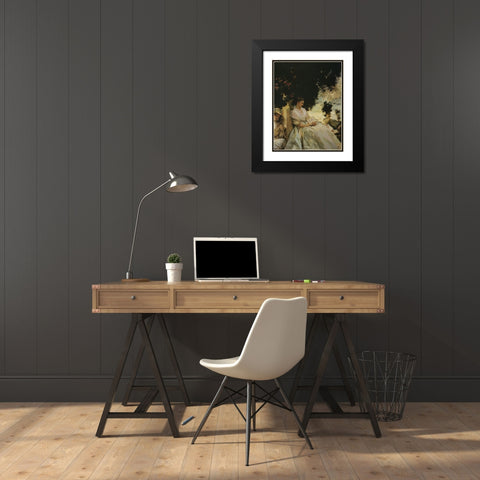 Jane de Glehn in Corfu Black Modern Wood Framed Art Print with Double Matting by Sargent, John Singer