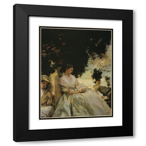 Jane de Glehn in Corfu Black Modern Wood Framed Art Print with Double Matting by Sargent, John Singer