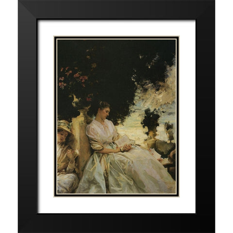 Jane de Glehn in Corfu Black Modern Wood Framed Art Print with Double Matting by Sargent, John Singer