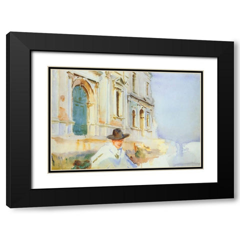 Man in a Gondola, Venice Black Modern Wood Framed Art Print with Double Matting by Sargent, John Singer