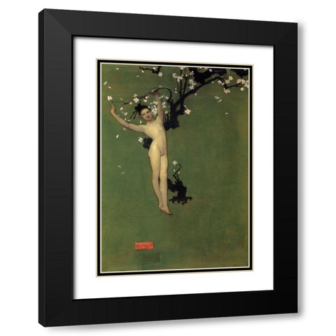Nude Oriental Youth with Apple Blossom, 1878-79 Black Modern Wood Framed Art Print with Double Matting by Sargent, John Singer