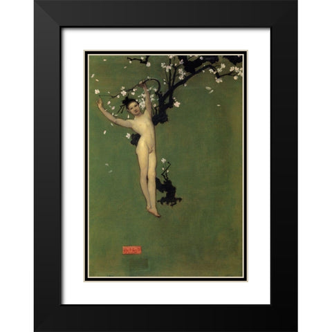 Nude Oriental Youth with Apple Blossom, 1878-79 Black Modern Wood Framed Art Print with Double Matting by Sargent, John Singer
