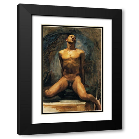 Nude Study of Thomas E. McKeller Black Modern Wood Framed Art Print with Double Matting by Sargent, John Singer