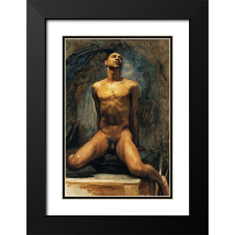 Nude Study of Thomas E. McKeller Black Modern Wood Framed Art Print with Double Matting by Sargent, John Singer