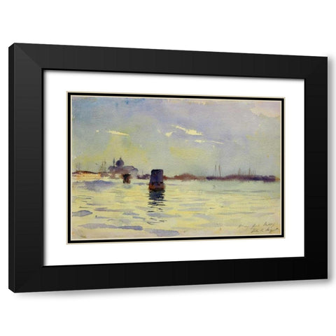 On the Lagoons, Venice, 1880-81 Black Modern Wood Framed Art Print with Double Matting by Sargent, John Singer