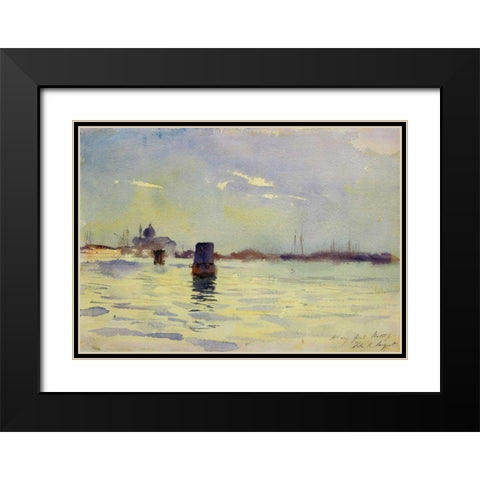 On the Lagoons, Venice, 1880-81 Black Modern Wood Framed Art Print with Double Matting by Sargent, John Singer