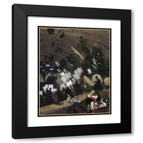 Rehearsal of Pas de Loup Orchestra at Cirque dHiver Black Modern Wood Framed Art Print with Double Matting by Sargent, John Singer