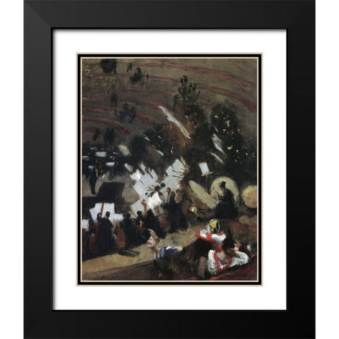 Rehearsal of Pas de Loup Orchestra at Cirque dHiver Black Modern Wood Framed Art Print with Double Matting by Sargent, John Singer