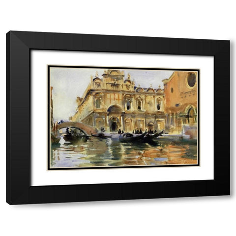 Rio dei Mendicanti, Venice, 1909-13 Black Modern Wood Framed Art Print with Double Matting by Sargent, John Singer