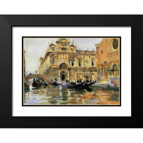 Rio dei Mendicanti, Venice, 1909-13 Black Modern Wood Framed Art Print with Double Matting by Sargent, John Singer