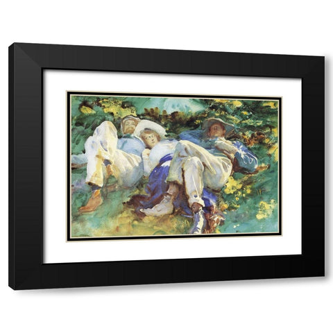 Siesta Black Modern Wood Framed Art Print with Double Matting by Sargent, John Singer