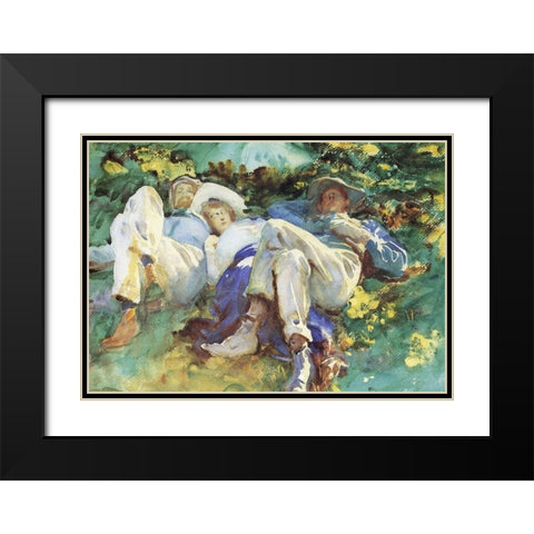 Siesta Black Modern Wood Framed Art Print with Double Matting by Sargent, John Singer