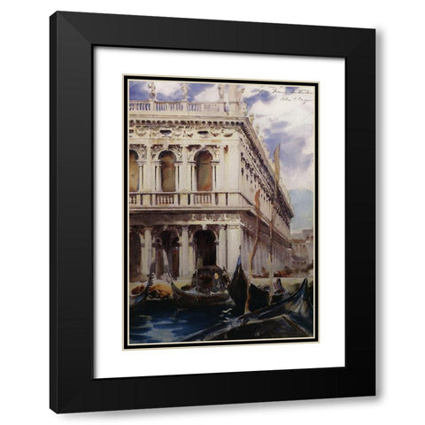 The Libreria, Venice, 1902-04 Black Modern Wood Framed Art Print with Double Matting by Sargent, John Singer