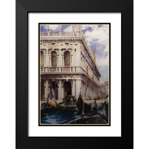 The Libreria, Venice, 1902-04 Black Modern Wood Framed Art Print with Double Matting by Sargent, John Singer