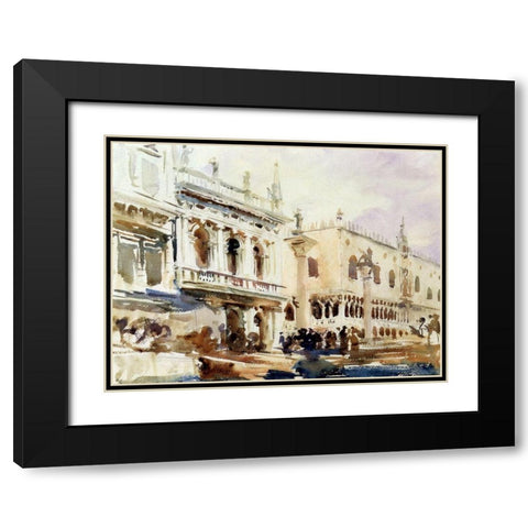 The Piazzetta and the Doges Palace Black Modern Wood Framed Art Print with Double Matting by Sargent, John Singer
