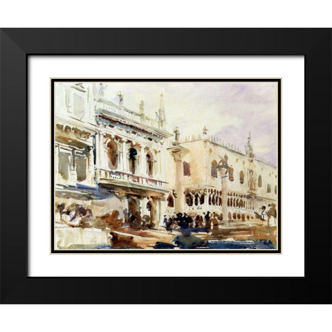 The Piazzetta and the Doges Palace Black Modern Wood Framed Art Print with Double Matting by Sargent, John Singer