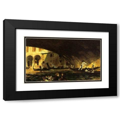 The Rialto, Venice, 1911 Black Modern Wood Framed Art Print with Double Matting by Sargent, John Singer