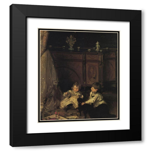The Sitwell Family (detail) Black Modern Wood Framed Art Print with Double Matting by Sargent, John Singer