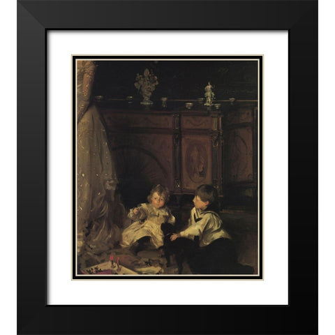 The Sitwell Family (detail) Black Modern Wood Framed Art Print with Double Matting by Sargent, John Singer