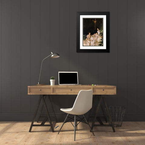 The Wyndham Sisters Black Modern Wood Framed Art Print with Double Matting by Sargent, John Singer