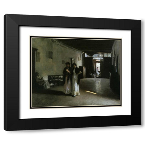 Venetian Interior, 1880 Black Modern Wood Framed Art Print with Double Matting by Sargent, John Singer