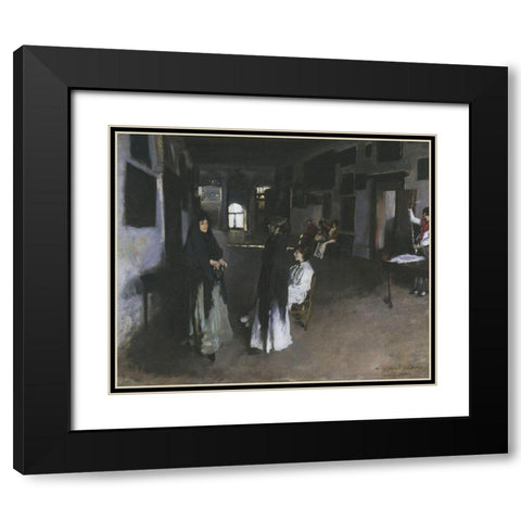 Venetian Interior, 1880 Black Modern Wood Framed Art Print with Double Matting by Sargent, John Singer