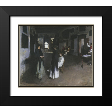 Venetian Interior, 1880 Black Modern Wood Framed Art Print with Double Matting by Sargent, John Singer