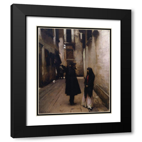 Venetian Street, 1880 Black Modern Wood Framed Art Print with Double Matting by Sargent, John Singer