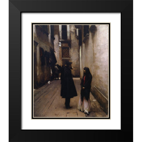 Venetian Street, 1880 Black Modern Wood Framed Art Print with Double Matting by Sargent, John Singer