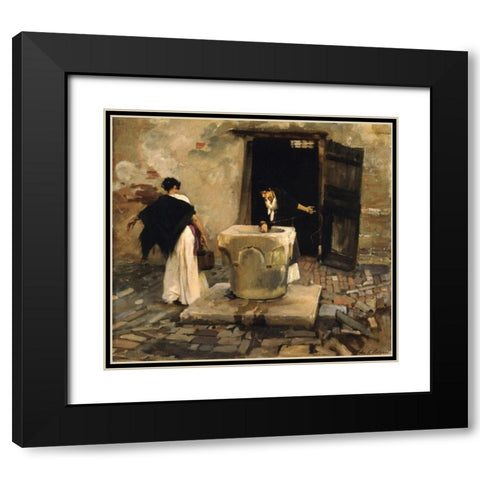 Venetian Water Carriers, ca. 1880-1882 Black Modern Wood Framed Art Print with Double Matting by Sargent, John Singer