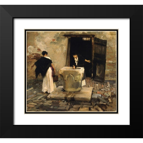 Venetian Water Carriers, ca. 1880-1882 Black Modern Wood Framed Art Print with Double Matting by Sargent, John Singer