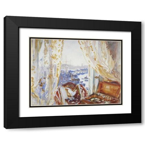View from a Window, Genoa Black Modern Wood Framed Art Print with Double Matting by Sargent, John Singer