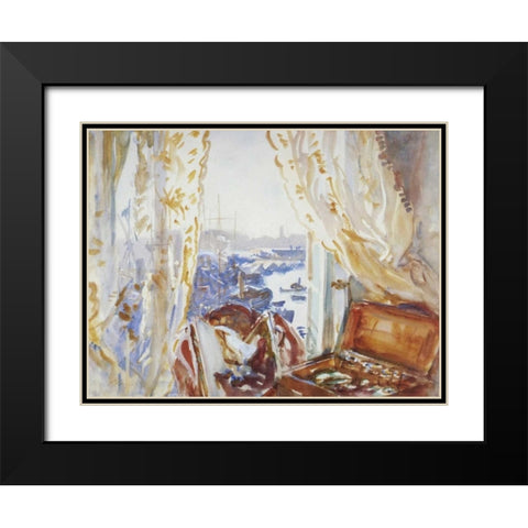 View from a Window, Genoa Black Modern Wood Framed Art Print with Double Matting by Sargent, John Singer