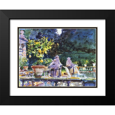 Villa de Marlia: a Fountain, 1910 Black Modern Wood Framed Art Print with Double Matting by Sargent, John Singer