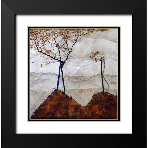 Autumn Sun I Black Modern Wood Framed Art Print with Double Matting by Schiele, Egon