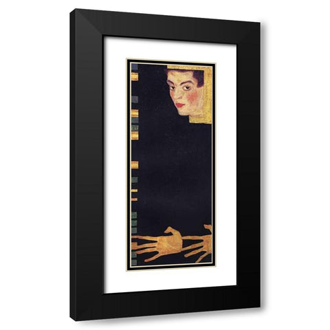 Self Portrait With Spread Fingers Black Modern Wood Framed Art Print with Double Matting by Schiele, Egon