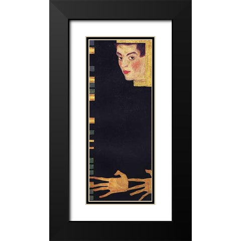Self Portrait With Spread Fingers Black Modern Wood Framed Art Print with Double Matting by Schiele, Egon