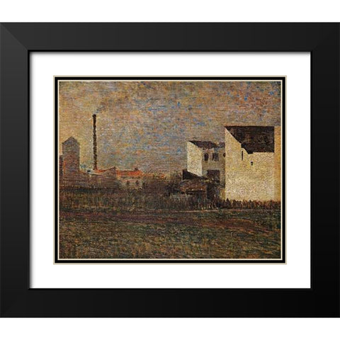 Industrial Suburb Black Modern Wood Framed Art Print with Double Matting by Seurat, Georges