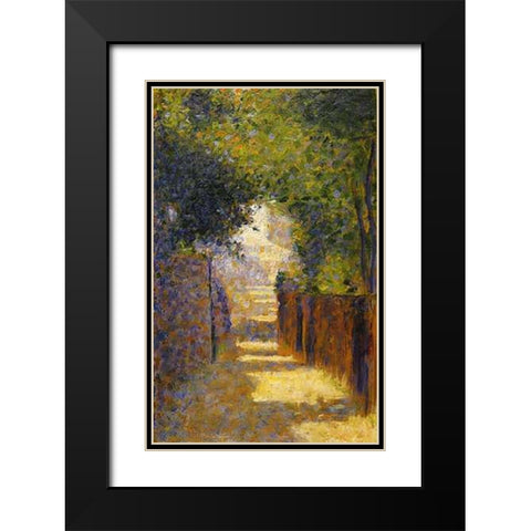 Rue Saint-Vincent Montmarte In Spring Black Modern Wood Framed Art Print with Double Matting by Seurat, Georges
