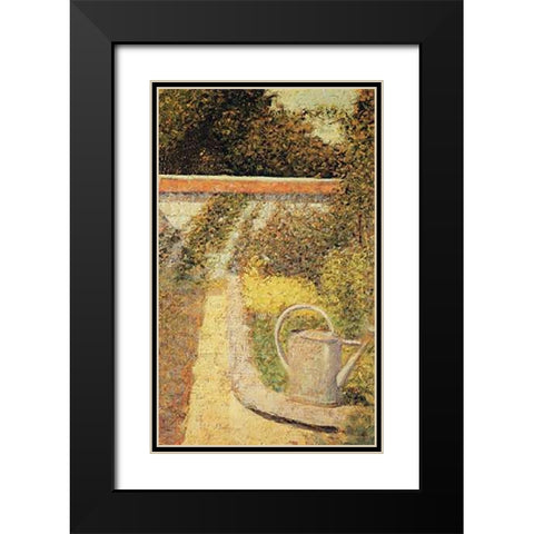 The Watering Can Garden At Le Raincy Black Modern Wood Framed Art Print with Double Matting by Seurat, Georges